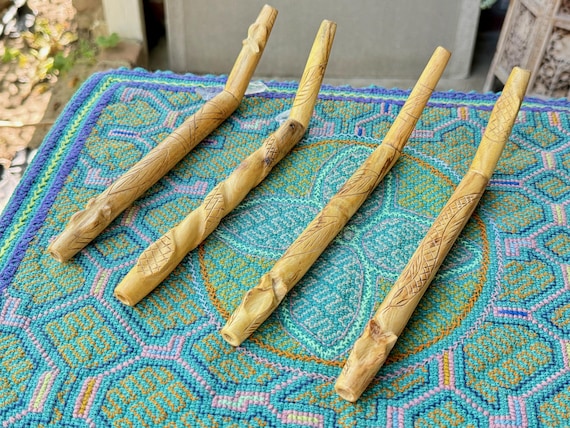 Palo Santo Tepi Pipe from Peru's Sacred Valley, Choose ONE of Four Styles, Ethically Harvested, Hand Carved Shamanic Applicator Pipe