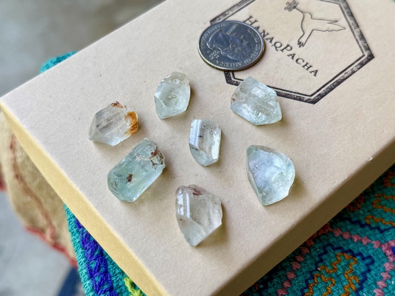 Blue Topaz Lot, Natural and Gem Clear, 6 Pieces, Throat & Third Eye Chakra, Self-Confidence and Creativity, Nigeria S996