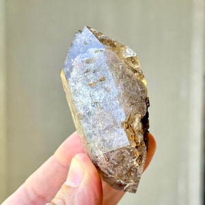 White Phantom Lodolite Quartz with Beautiful Mossy Inclusions, Double Terminated, 103g, New Find, Diamantina, Brazil R463