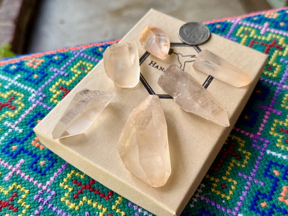 Tangerine Lemurian Quartz Lot, 6 pcs, Serra do Cabral, Minas Gerais, Brazil A607