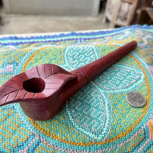 Shipibo Tobacco Pipe, Traditional Wooden Pipe for Shamanic Plant Medicine Ceremony, Handmade by Artist Juan Civis, Iquitos, Peru