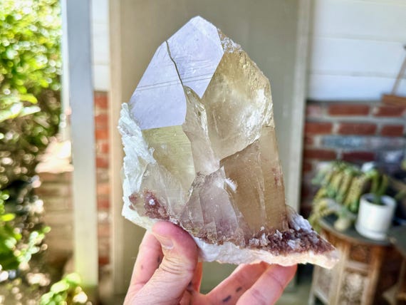 Cathedral Citrine with Self-Healed Earthquake Indication, Lepidolite & Feldspar Inclusions, 2 Kilo, Minas Gerais, Brazil X791