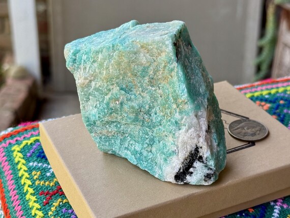 Amazonite, Natural Raw & Unpolished, 402g, Heart and Throat Chakra, Spiritual Awareness, Bahia, Brazil V424