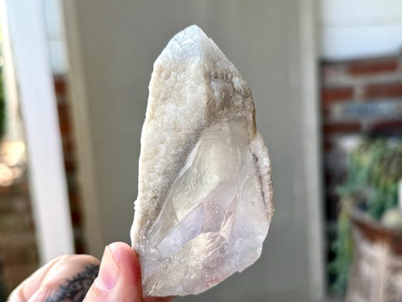 Dreamsicle Lemurian Snow Quartz, Frosty White Inclusions, 166g, Dream Coat Lemurian, Minas Gerais, Brazil A069