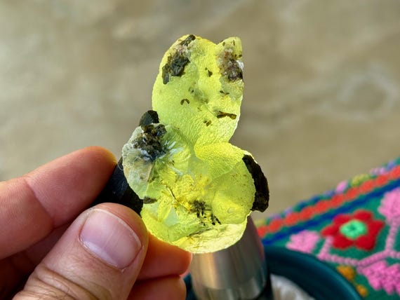 Prehnite Crystal with Green Epidote, 101g, Natural Botryoidal Formation, Lucid Dreaming, Extraterrestrial Contact, Mali A270