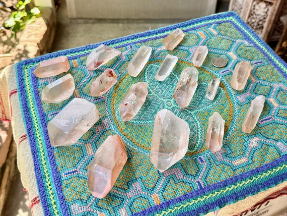 Tangerose Lemurian Quartz Wholesale Lot, 17 pcs (1 Kilo) of Hand-Selected Tangerine-Pink Lemurians, Minas Gerais Brazil WS044