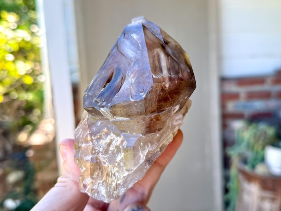 Elestial Smoky Quartz Scepter, BG3 Locale, Orange Hematite Inclusions, 662g, Piaui, Brazil W203