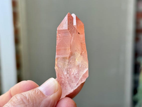 Scarlet Temple Pink Lemurian Quartz, Tantric Twin, 43g, Original Find, Diamantina, Minas Gerais, Brazil A417