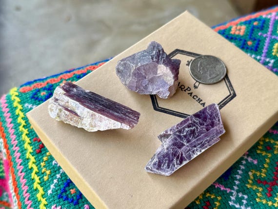 Purple Lepidolite Lot, 3 Pcs, Gem Lepidolite, Lithium-Rich Crystals, Calming Energy & Relaxation, Brazil A602