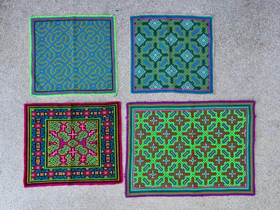 Shipibo Manta Cloths, Choose ONE of Four, Embroidered Shamanic Mesa Cloths, Handmade in Pucallpa, Peru, Artist Isabel Franquines