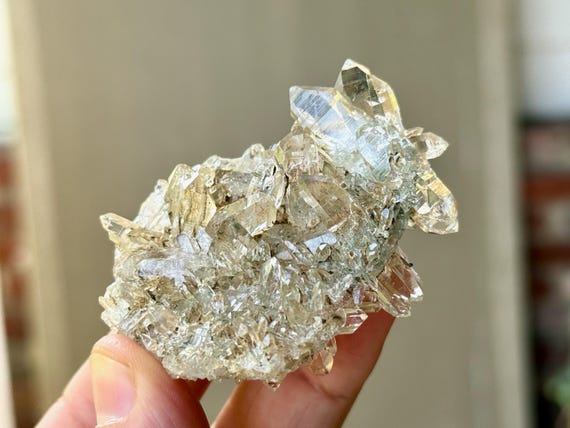 Himalayan Quartz with Green Chlorite, Water Clear & Double Terminated, 56g, High Altitude Crystal, India A589