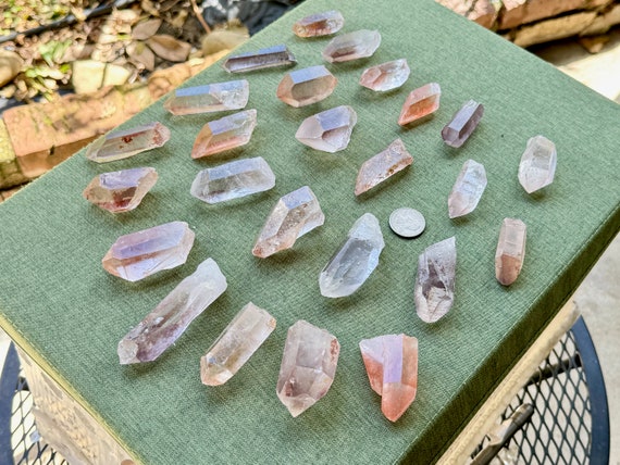 25 Pc Pink Starbrary Quartz Wholesale Lot, 900g of Hand Selected Pink, Tangerine and Clear Quartz with Star Markings, Brazil WS121