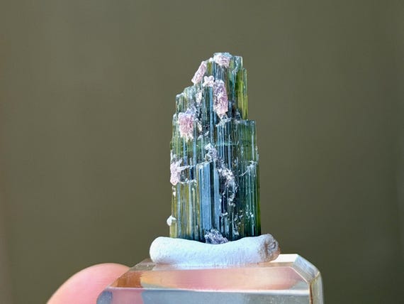 Green Tourmaline with Lepidolite, Aricanga Mine, 5.4g, São Jose da Safirá, Minas Gerais, Brazil B368