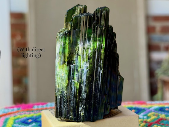 Green Tourmaline, Aricanga Mine, 351g, Self-Standing, São Jose do Safira, Minas Gerais, Brazil V684