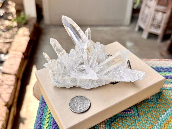 Diamantina Laser Quartz Cluster, Self-Standing Formation, 243g, Water Clear Clarity, New Find, Minas Gerais, Brazil W742