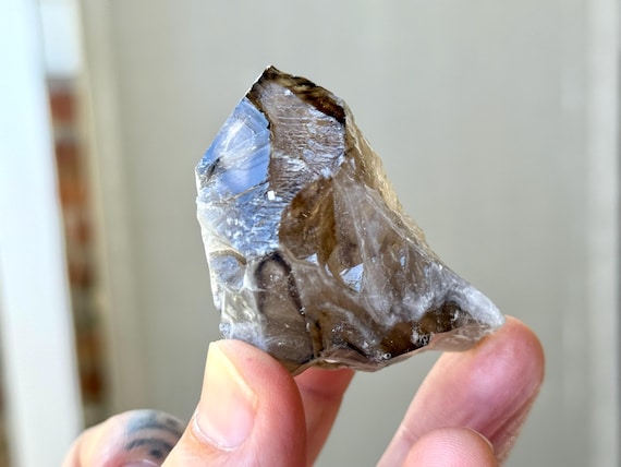 Elestial Smoky Quartz, Etched Facets, 79g, Grounding & Protection, Root Chakra, Aracuai, Minas Gerais, Brazil A001