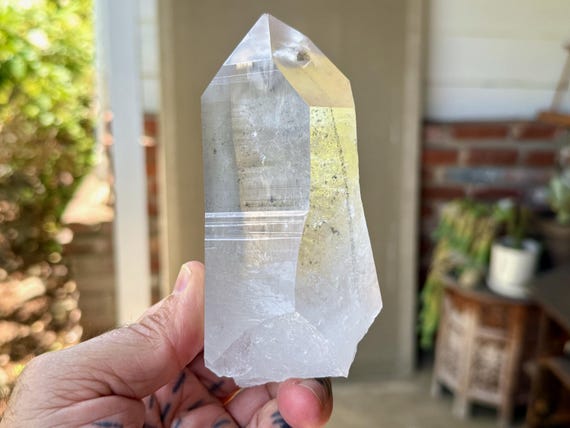 Lemurian Quartz with Black Phantom, Water Clear, 512g, New Find, High Grade Lemurian, Detoxification & Purification, Bahia, Brazil W927