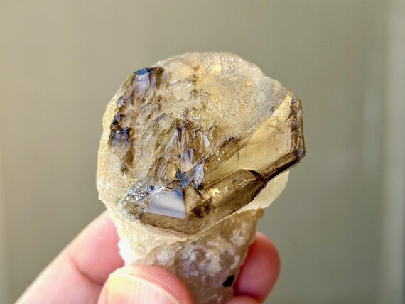 Unicorn Stone Citrine, Green Tourmaline & Cleavelandite, 97g, Coronel Murta, Minas Gerais, Brazil B700