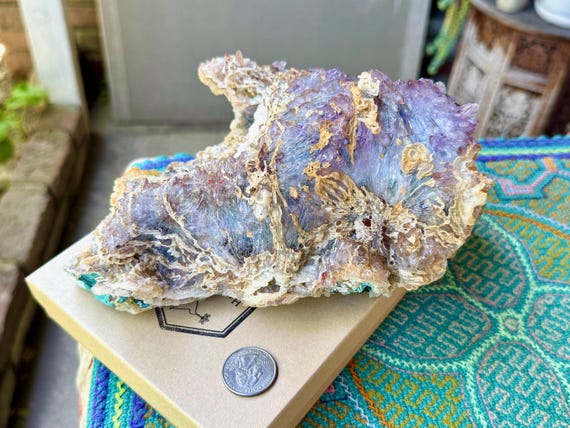 Amethyst Flower Quartz with Green Celadonite, Self-Standing, 1.5 Kilo, New Find, Rio Grande do Sul, Brazil W841