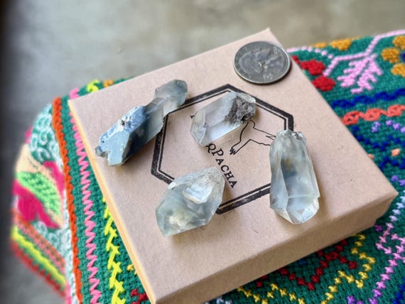 Blue Tara Quartz Lot, 4 pcs, Spiritual Growth & Intuition, Itacambira, Minas Gerais, Brazil A884
