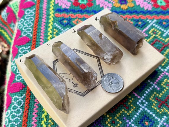 Shadow Healer Lemurian Quartz, Choose ONE of Four, Smoky Citrine Lemurians, Trauma Healing, Bahia, Brazil T845