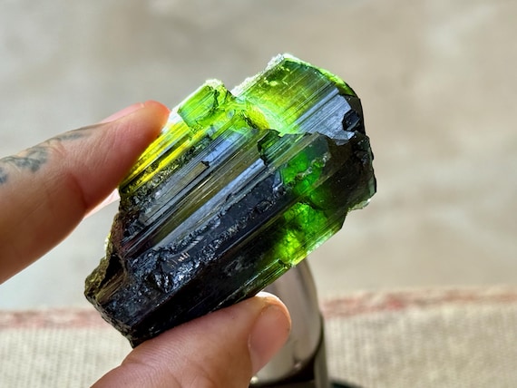 Green Tourmaline, Aricanga Mine, All Natural & Terminated, 65g, New Find, São Jose do Safira, Minas Gerais, Brazil T596