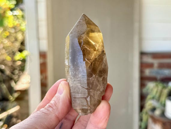 Pele's Dream Lemurian Citrine, Double Terminated, 210g, Rare Find, Crystal for Shadow Work & Trauma Healing, Goias, Brazil W745