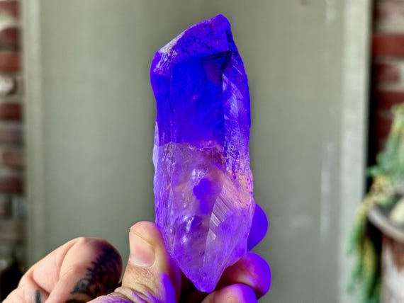 Powellite Phantom Quartz with Amethyst, UV Reactive & All Natural, 170g, New Find, Unpolished Powellite Quartz, Bahia, Brazil T363