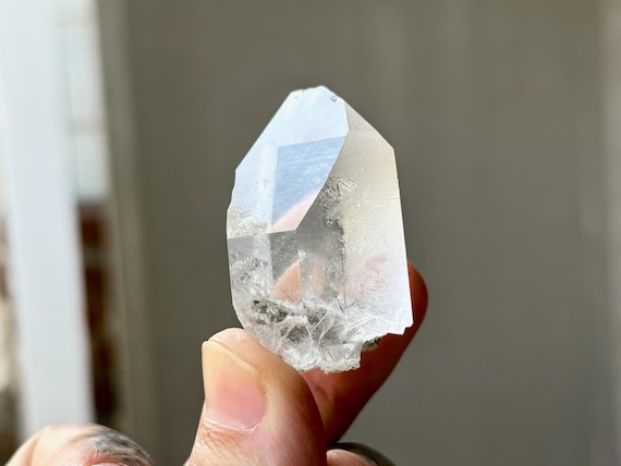 Lemurian Quartz, Water Clear with Record Keepers & Black Tourmaline, 51g, Diamantina, Minas Gerais, Brazil A310