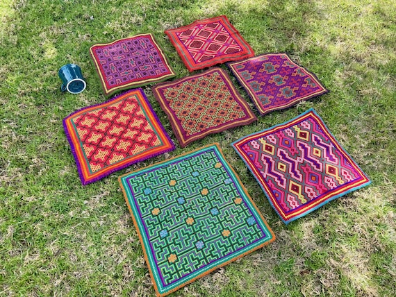 Shipibo Manta Cloths, Choose ONE of Seven, Embroidered Shamanic Mesa Cloths, Handmade in Pucallpa, Peru