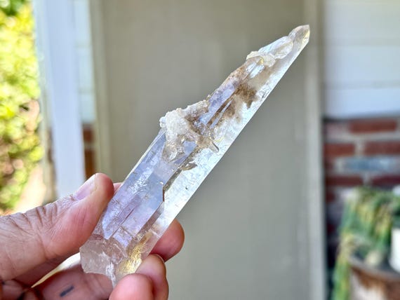 Laser Quartz, Water Clear, Elongated Wand Formation, 101g, Crystal for Directing Energy, Diamantina, Minas Gerais, Brazil T332