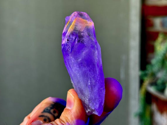 Powellite Phantom Ametrine, UV Reactive, 61g, Natural, Raw & Unpolished, Bahia, Brazil A249