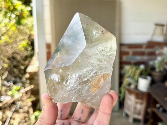 Green Chlorite Phantom Quartz, Water Clear Crystal for Heart Healing, Nature Spirits, 938g, New Find, Minas Gerais, Brazil X262