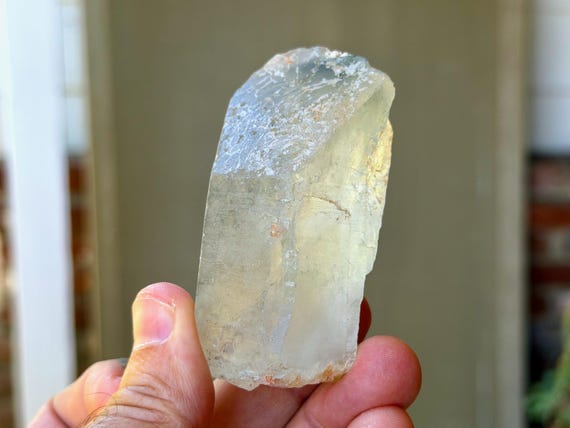 Blue Tourmaline Quartz, Mild Citrine Inclusion, 161g, Old Find, Channeling & Mediumship, Jenipapo, Minas Gerais, Brazil B118