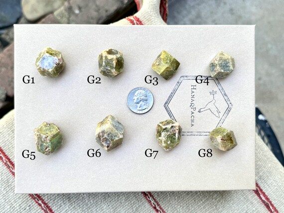 Green Garnet Crystals, Natural Dodecahedron Formations, Heart Chakra Crystal for Manifestation and Abundance, Mali R386