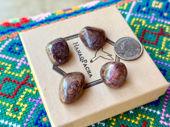 Purple Ruby Lot, 4 pcs, Polished Ruby Tumbles, Kundalini Energy, Prosperity & Abundance, India B422