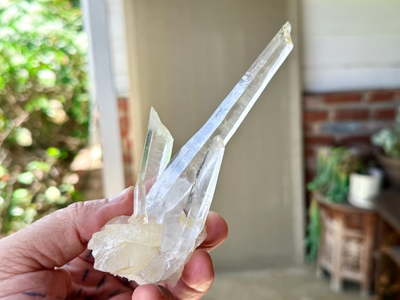 Laser Quartz Cluster, Water Clear & Self Standing, 127g, Energetic Clearing, Diamantina, Minas Gerais, Brazil W621