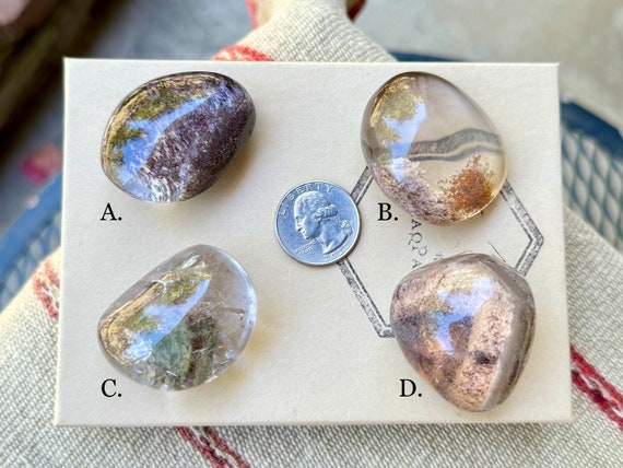 Lodolite Quartz, Polished Palm Stones, Choose ONE of 4 Crystals, Minas Gerais, Brazil R227