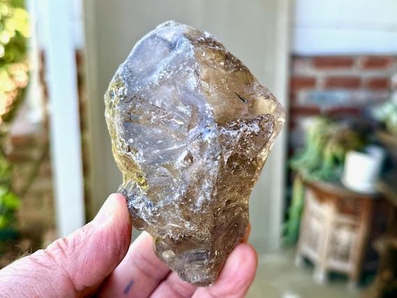 Elestial Smoky Quartz, Hydrothermally Etched & Rounded Edges, 454g, Root Chakra, Aracuai, Minas Gerais, Brazil W710