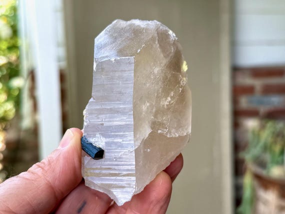 Quartz with Blue-Green Tourmaline, Lepidolite, 292g, Old Find, São José do Safira, Minas Gerais, Brazil W354