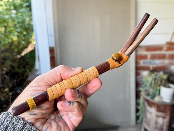 Double Tepi Pipe with Tiger's Eye, Handcrafted Traditional Shamanic Applicator Pipe