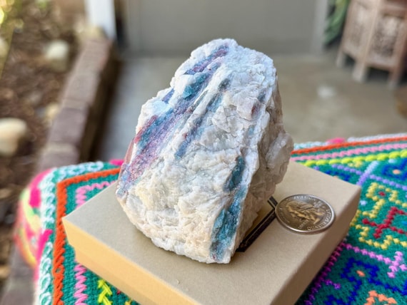 Paraiba Tourmaline & Albite, Bicolor Pink and Blue, 287g, Self-Standing, Rio Grande Del Norte, Brazil V655