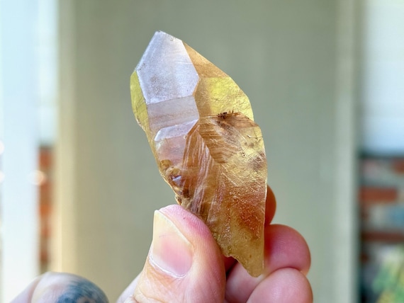 Red Rutile Lemurian Quartz with White Amphibole, Channeling Formation, 61g, Rare Find, Diamantina, Minas Gerais, Brazil T027