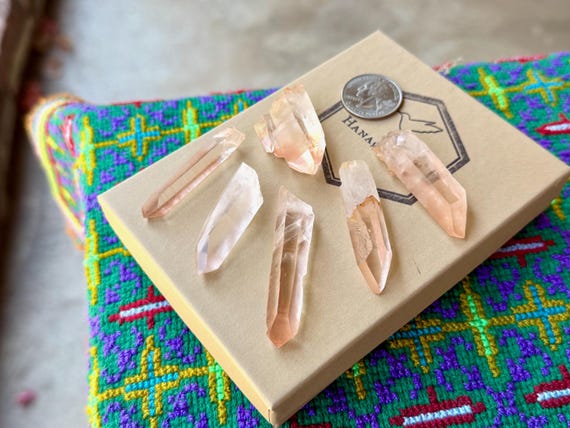 Tangerose Lemurian Quartz Lot, 6 pcs, New Find, Sacral Chakra, Minas Gerais, Brazil B510