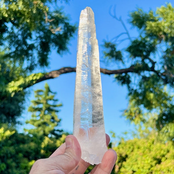 Diamantina Laser Quartz with Beautiful Clarity, 8" Natural DT Quartz Laser Wand, New Find, Energetic Clearing, Diamantina, Brazil X463