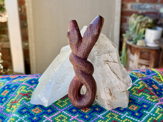 Infinity Serpent Kuripe, Traditional Shamanic Applicator Pipe, Hand Carved Wooden Snake Kuripe
