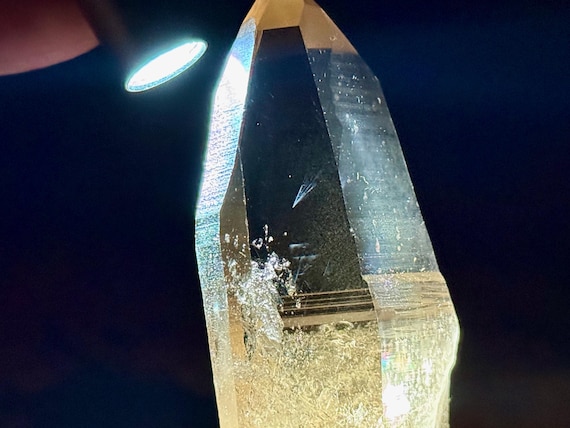 Blue Needle Smoky Lemurian Quartz, AAA Water Clear & Semi-Polished, 142g, New Find, Bahia, Brazil A562