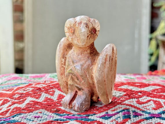 Incan Owl Figurine, Hand Carved from Native Andean Quartz in Peru's Sacred Valley, Shamanic Totem Statue by Artist Ruben Layme