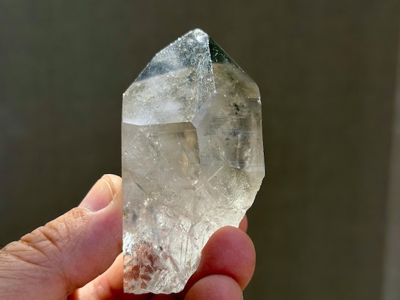 Black Phantom Lemurian Quartz with Time Link, 178g, Root Chakra, Detoxification & Purification, Bahia, Brazil V755
