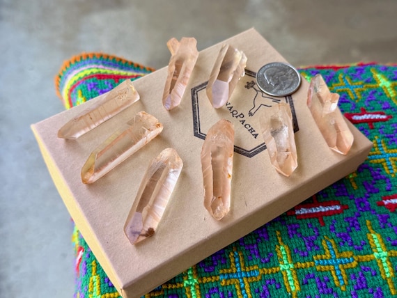 Tangerose Lemurian Quartz Lot, 8 pcs, New Find, Sacral Chakra, Minas Gerais, Brazil B588